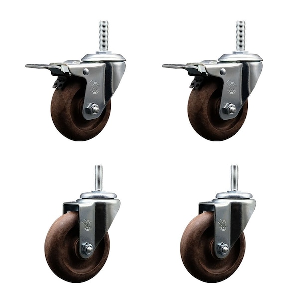 Service Caster 4 Inch High Temp Glass Filled Nylon 34 Inch Stem Caster Set 2 Total Lock Brakes SCC-TSTTL20S414-GFNSHT-34212-2-S-2 - main